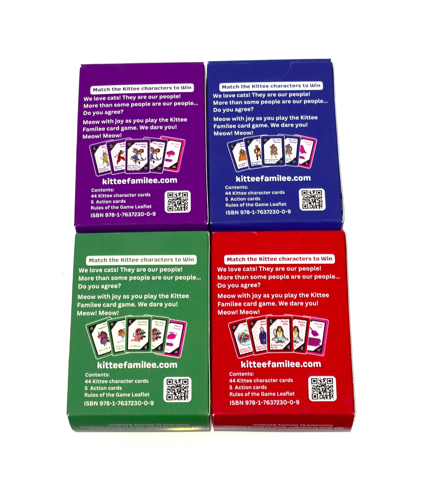 !!! BEST DEAL !!! All 4 Kittee Familee Card Games together: Blue, Red, Green and Purple