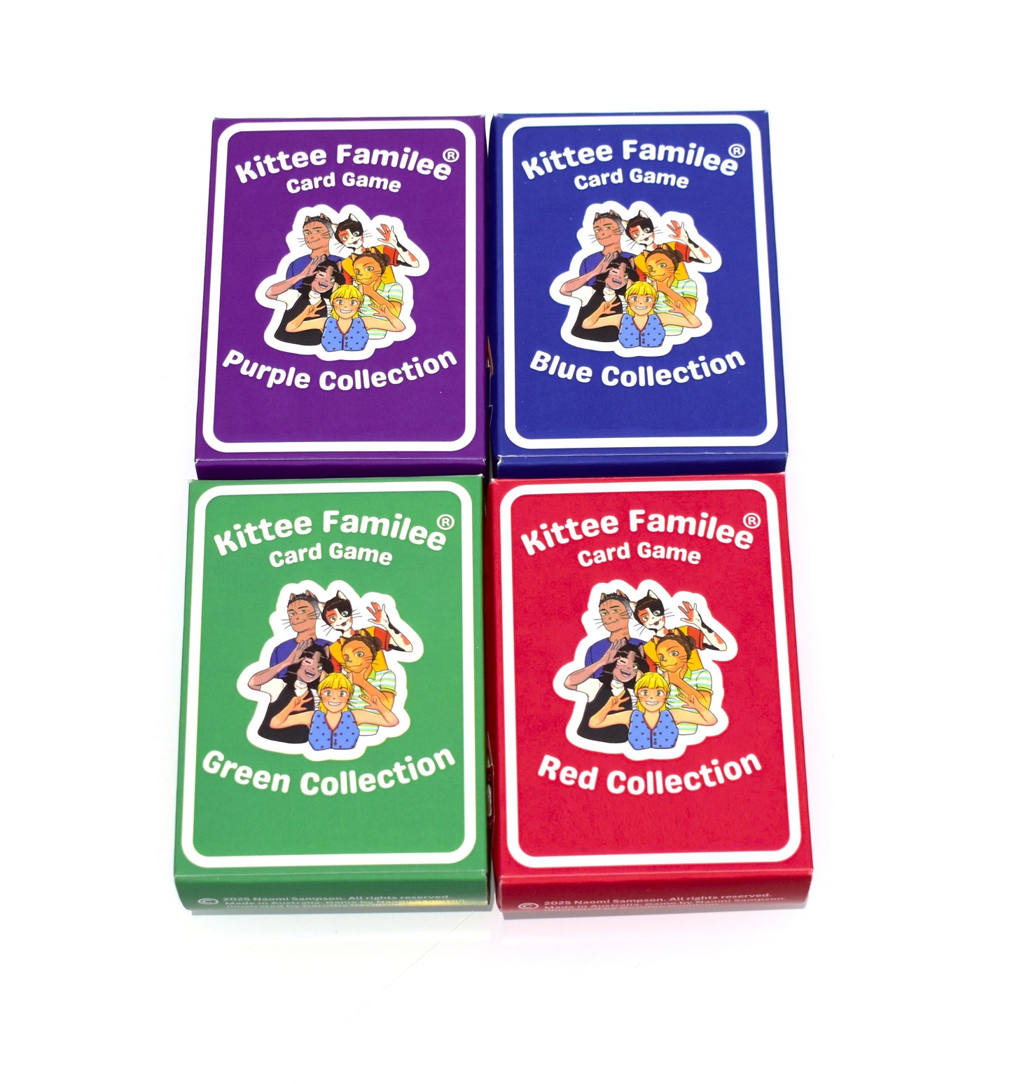 !!! BEST DEAL !!! All 4 Kittee Familee Card Games together: Blue, Red, Green and Purple