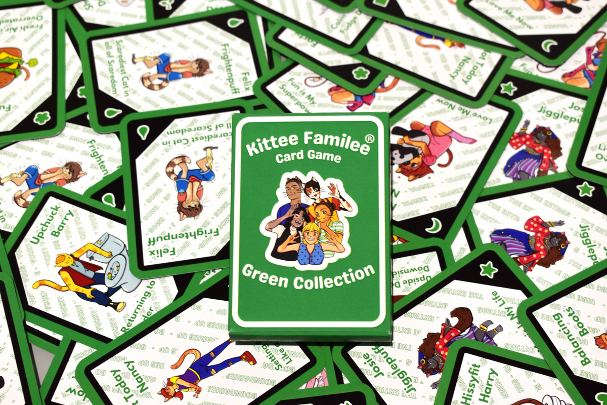 GREEN Kittee Familee Card Game