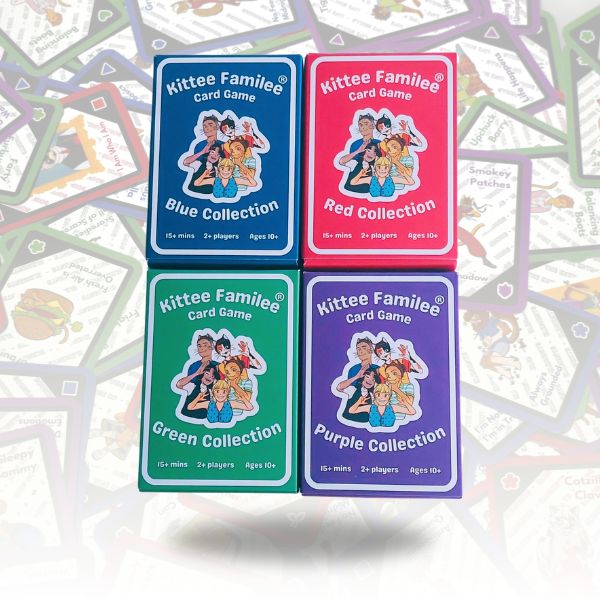 !!! BEST DEAL !!! All 4 Kittee Familee Card Games together: Blue, Red, Green and Purple